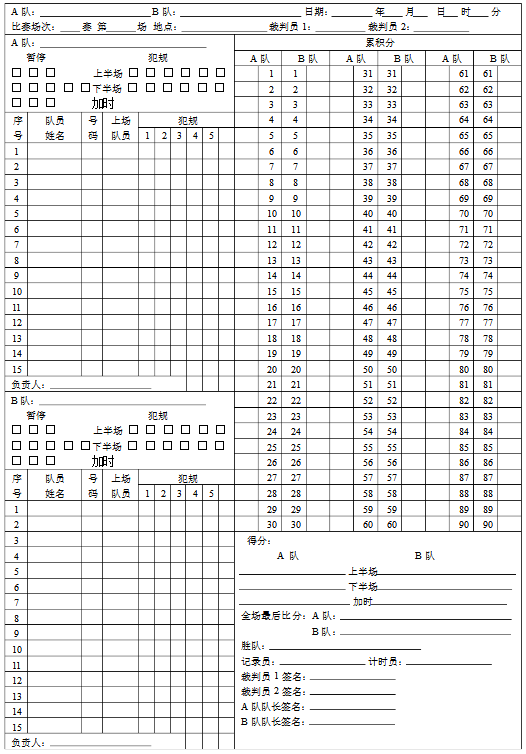 篮球比赛记录表Word版制作指南及使用指南